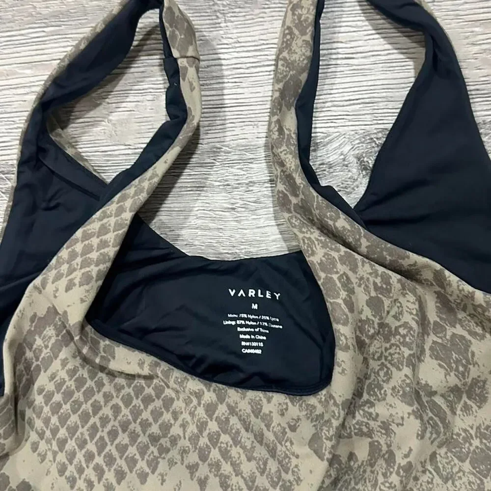 Varley Beige Snake Print Cropped Tank Top Women’s Size M Activewear - Picture 2 of 3